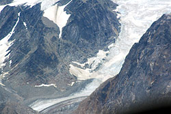 Photo courtesy of Debra Austin. Steep peaks surround the glacier that carved them.